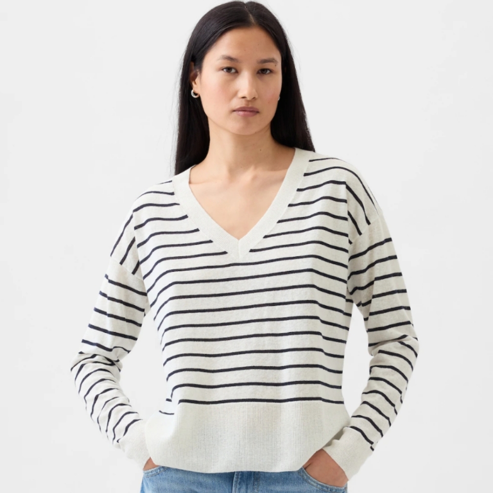 Striped V-Neck Sweater